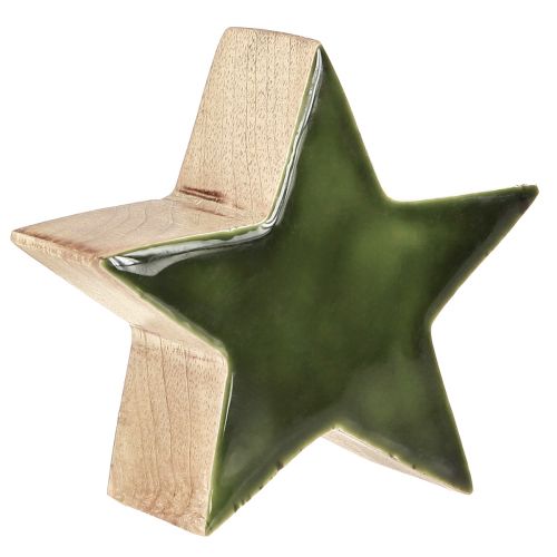 Floristik21 Holzstern Grün Natur aus Mangoholz, Ø10cm, Deko-Set mit 3 Stück