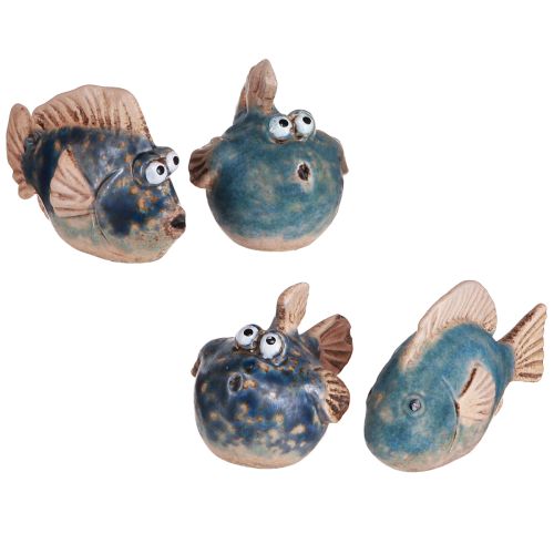 Kleine Fische Keramikdeko Blau Maritim 6-9cm Set 4 Stück