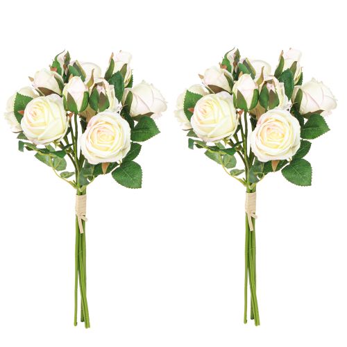 Artikel Künstliche Rosen Bund Creme 36cm, Hochwertige Kunstblumen für Deko