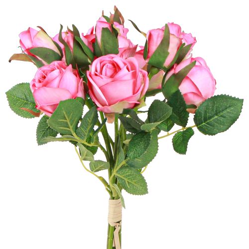 Künstliche Rosen Pink Bund 36cm 6St Dekoration Seidenblumen