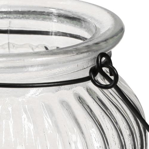 Artikel Glas-Windlicht zum Hängen mit Henkel, Dekorative Hängelaterne im 2er Set, Ø10cm H18cm