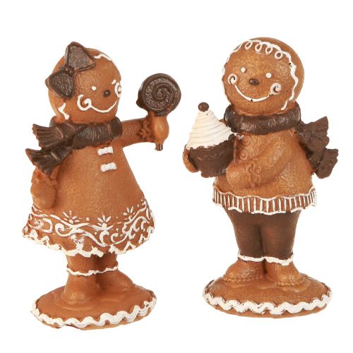 Lebkuchenmann Lebkuchenfrau Weihnachtsdeko Braun H11cm 2St – Tischdeko & Nostalgische Akzente