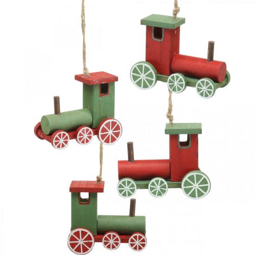 Artikel Lokomotive Christbaumschmuck Holz Rot, Grün 8,5×4×7cm 4St