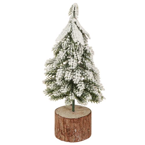 Floristik21 Mini Tannenbaum Holz Sockel Grün Weiß Ø8cm H18cm 3St