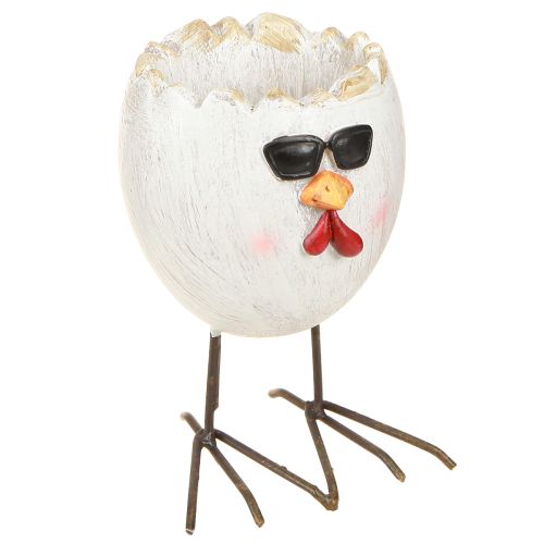 Mini Übertopf Ei Huhn Sonnenbrille Polyresin H12,5cm 2er Set