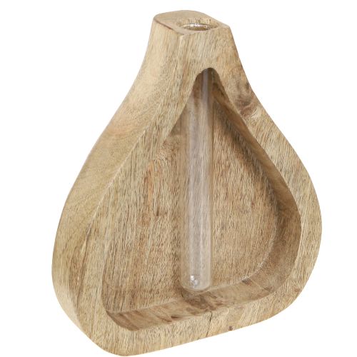 Elegante Minivase Glas Holz Deko Klar H17cm 2er Set