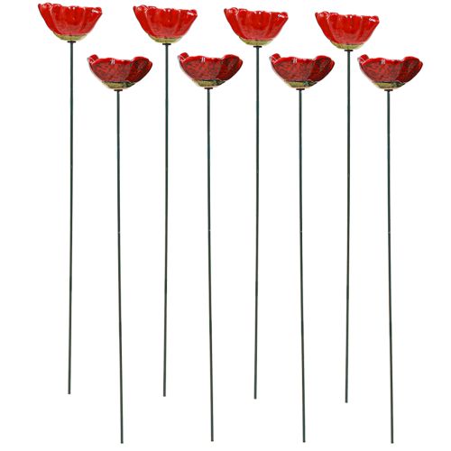 Artikel Mohnblume Keramik Deko Blumenstecker Rot 5cm 8 St, Gartenstecker, Keramikblume