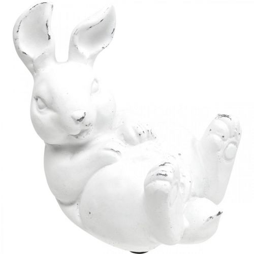 Floristik21.de Osterhase Vintage Look Hase liegend Weiß Keramik  12,5×8×14cm-03838