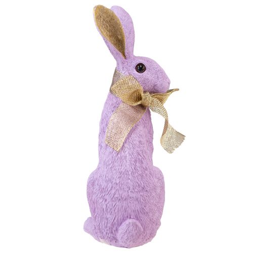 Floristik21 Osterhasen Deko Lila Gold Hase Sitzend Dekofigur H25cm