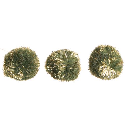 Artikel Glitzernde Grüne Pompons 2,5cm - Weihnachtsdeko Pompons Glitter 24 Stück