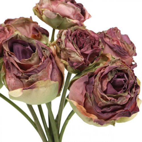 Floristik21.de Rosen Seidenblumen, L23cm künstliche 8St-00442 Antik-Rosa, Blumen
