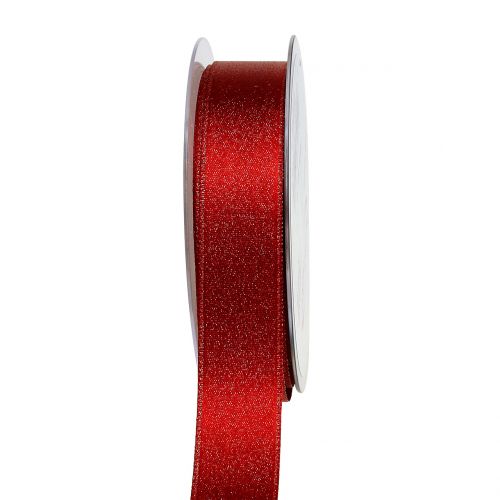 Floristik21 Satinband mit Glimmer Rot 25mm 20m