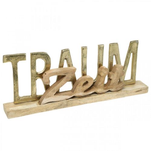 Schriftzug „Traumzeit“, Adventsdeko, Weihnachten Golden, Natur L45,5cm H17cm