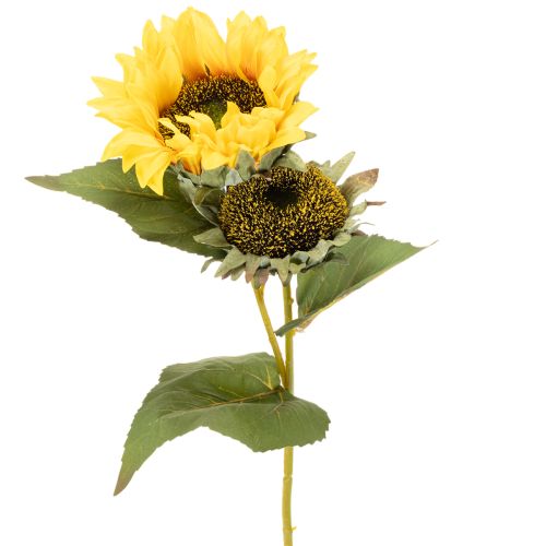 Artikel Künstliche Sonnenblumen 58cm, 3 Stiele, mit realistischen Blüten und Blättern, Gelb-Grün