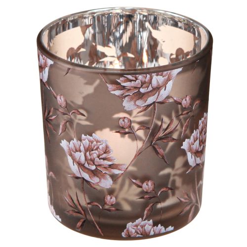 Teelichtglas Tischdeko Nelken Braun Silber H8cm 4 St – Elegante Dekoration für Floristen & Blumengeschäfte