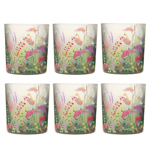 Artikel Teelichthalter Glas Blumen 8cm Frühling Sommer Dekoration 6er-Set