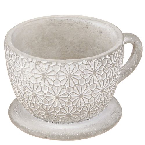 Teetasse Deko Keramik Weiß gewaschen Vintage Eleganz 12×10×8cm 3 St