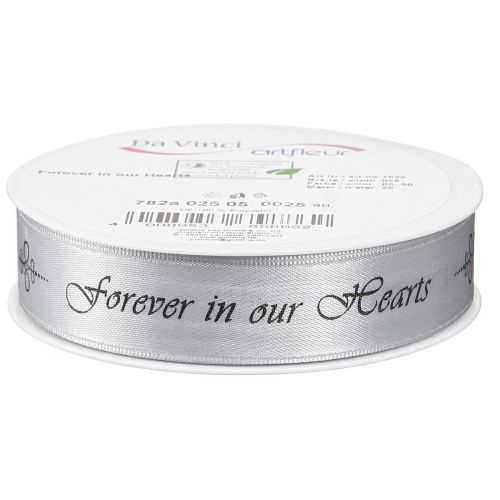 Artikel Silbernes Trauerband Forever in Our Hearts 25mm x 25m Dekoration