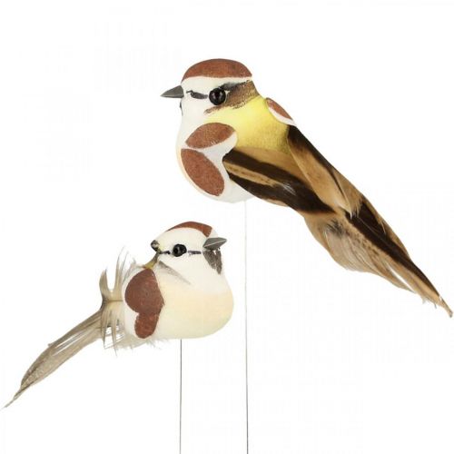 Vogel mit Clip & Feder, rosa, 18 cm