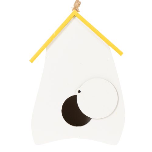 Artikel Vogelhaus aus Holz mit floralem Muster und gelbem Dach für Innenbereich und Balkon 21 cm