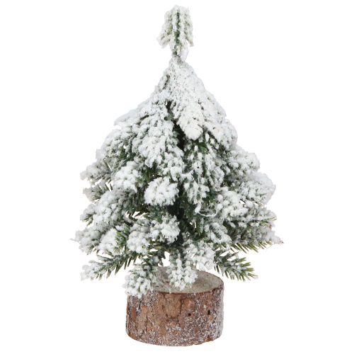 Winterdeko Tannenbaum in Grün Weiß Ø7cm H14cm 4St - Festliche Mini-Weihnachtsbäume