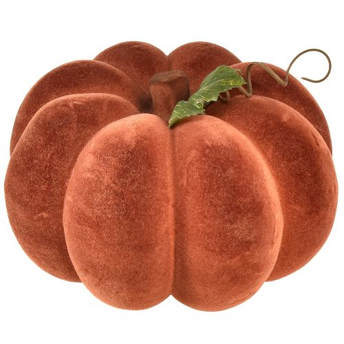 Deko Kürbis beflockt – Herbstliche Tischdeko in kräftigem Rotbraun 20cm 2St