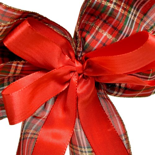 Artikel Dekoschleife Weihnachten Geschenkschleife Outdoor Rot Kariert 6cm breit 20×29cm 5St