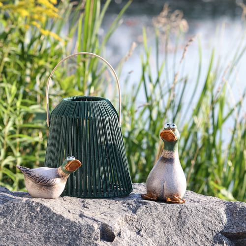 Enten Deko Keramik Frühling Erpel Braun Grün 15cm 2 St