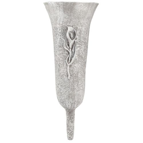 Artikel Grabvase Grau Vase zum Stecken mit Calla Motiv H32,5cm