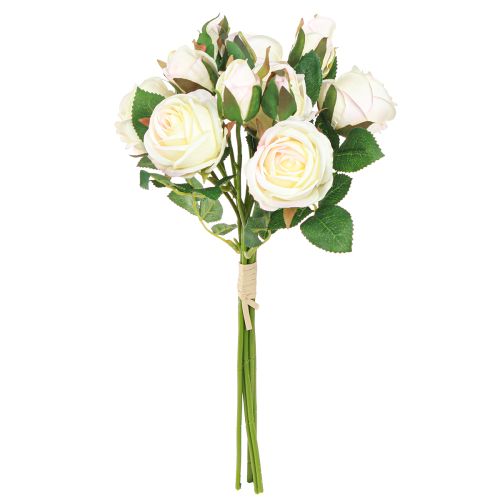 Künstliche Rosen Bund Creme 36cm, Hochwertige Kunstblumen für Deko