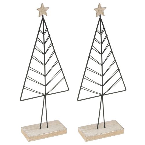 Mini Weihnachtsbaum Metall Holz Schwarz Natur 28cm 2St