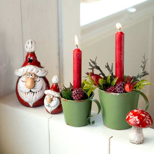 Niedliche Keramik Weihnachtsmann Figur, Rot-Weiß, 10cm – Perfekte Weihnachtsdeko – 4 St
