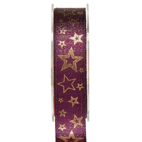 Sternenband Weihnachtsband Lila Gold Glamour B25mm L15m