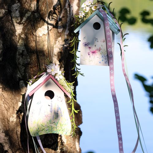 Artikel Vogelhaus Deko Frühling Weiß Türkis Holz 2er Set Balkon