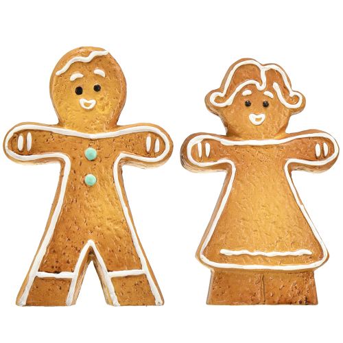 Zauberhafte Keramik Lebkuchenfiguren Set, Weihnachtsdeko für Tisch und Regal, 16cm